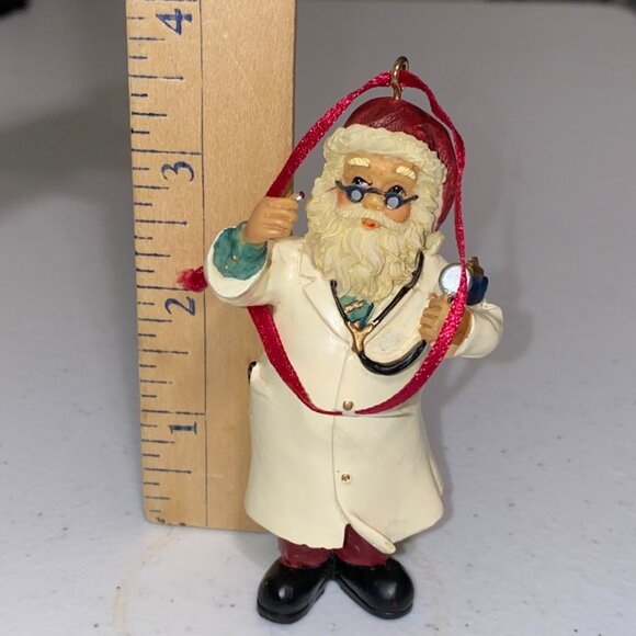 Santa Claus Doctor Ornament With Stethoscope and Red Ribbon Christmas decoration - Picture 6 of 10